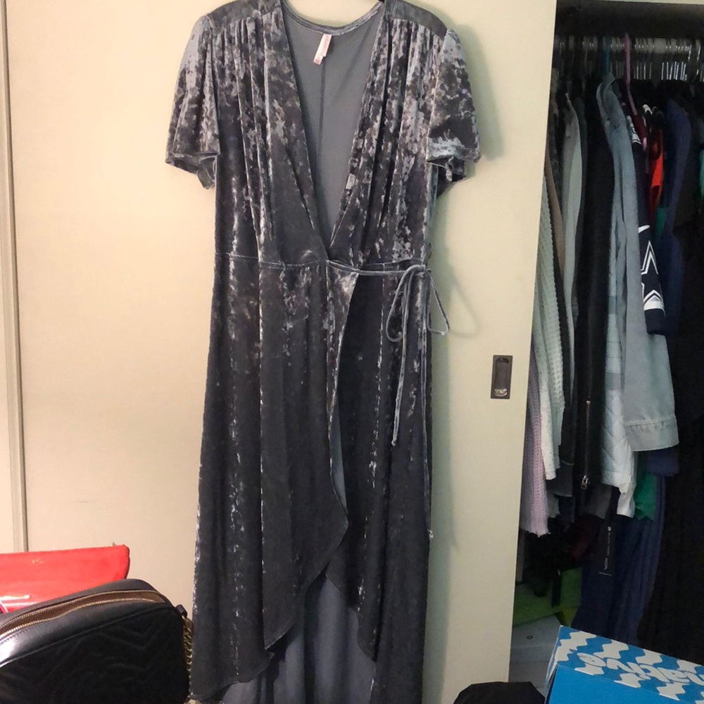 Velvet wrap maxi dress